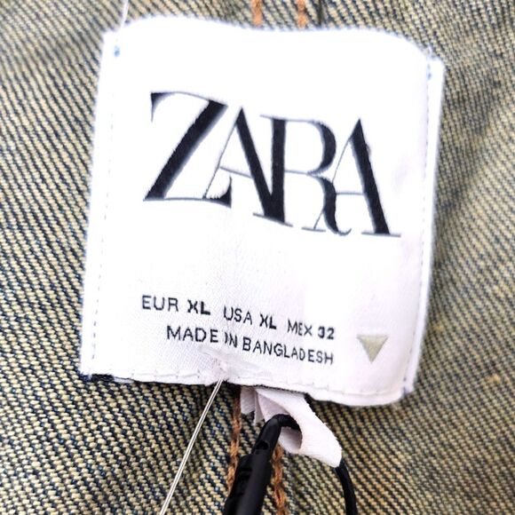 Zara Full Denim Jumpsuit With Front Zip Long Sleeve Size XL - Picture 9 of 11